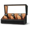 imageAutomatic Watch Winder for Rolex and Other Luxury Watches  Automatic Winder with Quiet Motor Premium Black Ostrich Leather Exterior and Soft Flexible Watch Pillows of Camel Velvet