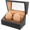 imageDouble Watch Winder for Rolex and Other Luxury Watches  Automatic Winder with Quiet Motor Premium Black Ostrich Leather Exterior and Soft Flexible Watch Pillows of Camel Velvet