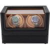 imageDouble Watch Winder for Rolex and Other Luxury Watches  Automatic Winder with Quiet Motor Premium Black Ostrich Leather Exterior and Soft Flexible Watch Pillows of Camel Velvet