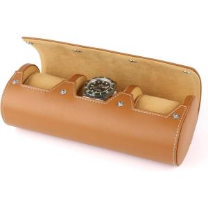 imageWatch Travel Case Watch Roll Case Box Watch Display Case brown Gray Handcrafted by Craftsmen 228 x 97 x 76 Triple epitope brown